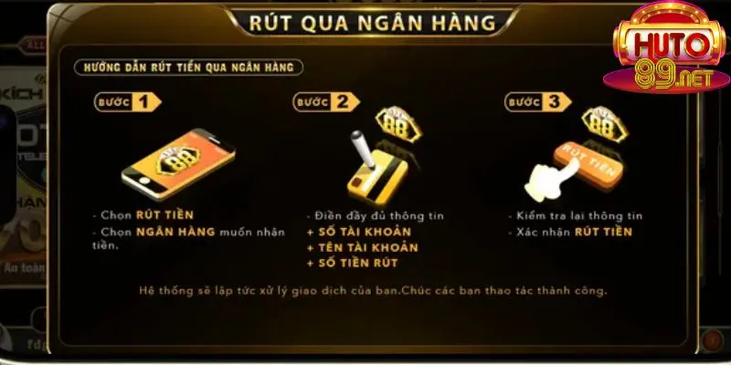 Hướng dẫn rút tiền Huto89 đơn giản cho cược thủ